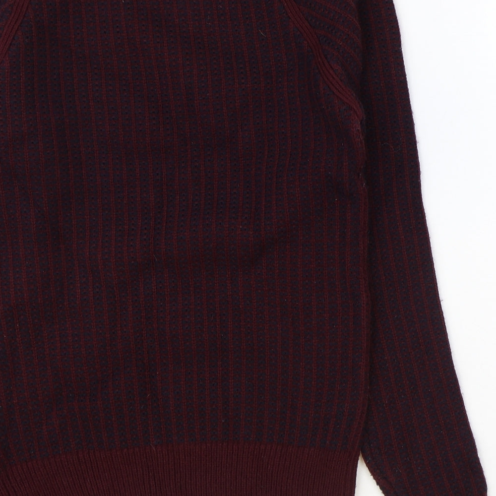 NEXT Mens Red Round Neck Acrylic Pullover Jumper Size XS Long Sleeve