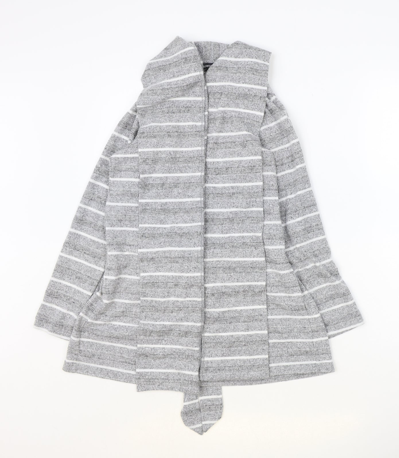 BonMarche Womens Grey V-Neck Striped Polyester Cardigan Jumper Size 16
