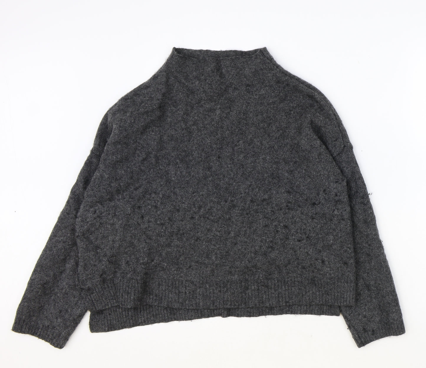 John Lewis Womens Grey High Neck Wool Pullover Jumper Size 12
