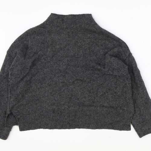 John Lewis Womens Grey High Neck Wool Pullover Jumper Size 12