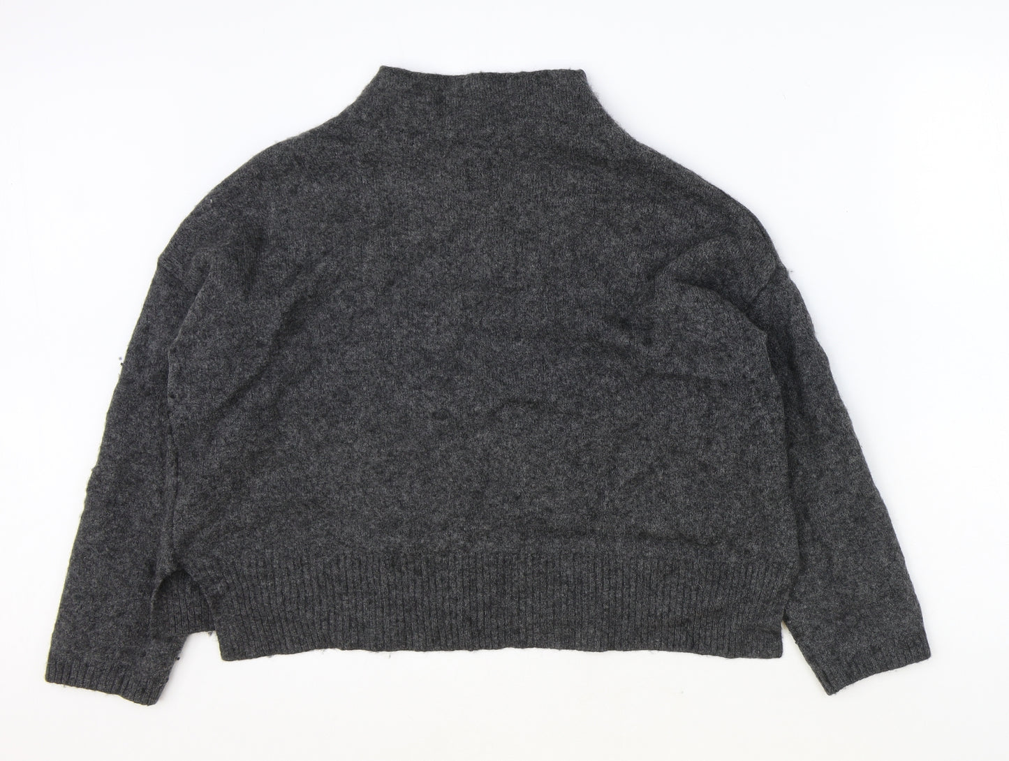 John Lewis Womens Grey High Neck Wool Pullover Jumper Size 12
