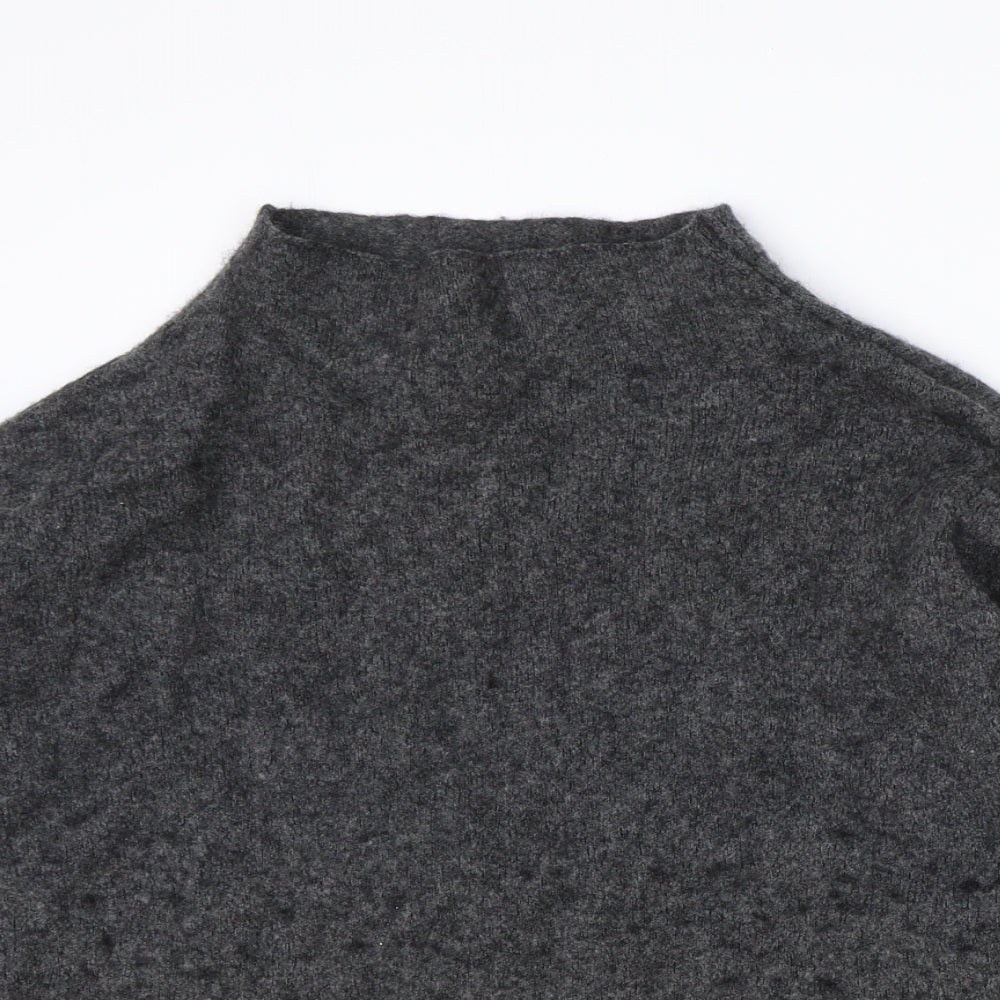 John Lewis Womens Grey High Neck Wool Pullover Jumper Size 12
