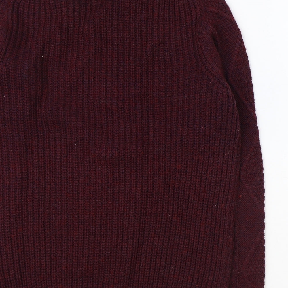 Burton Mens Red Roll Neck Acrylic Pullover Jumper Size S Long Sleeve