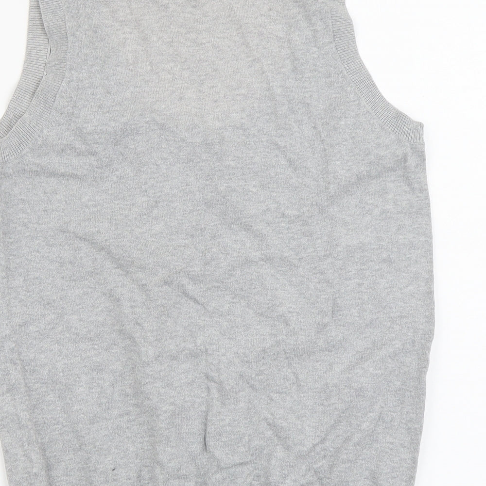 Zara Womens Grey Scoop Neck Cotton Vest Jumper Size L
