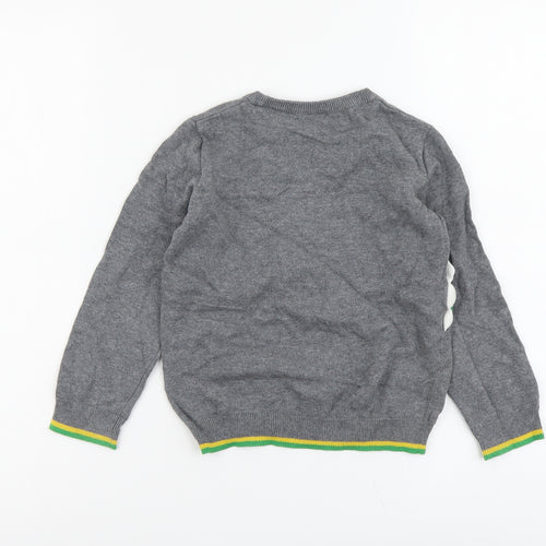 F&F Boys Grey Round Neck Cotton Pullover Jumper Size 5-6 Years Pullover - Crockodile