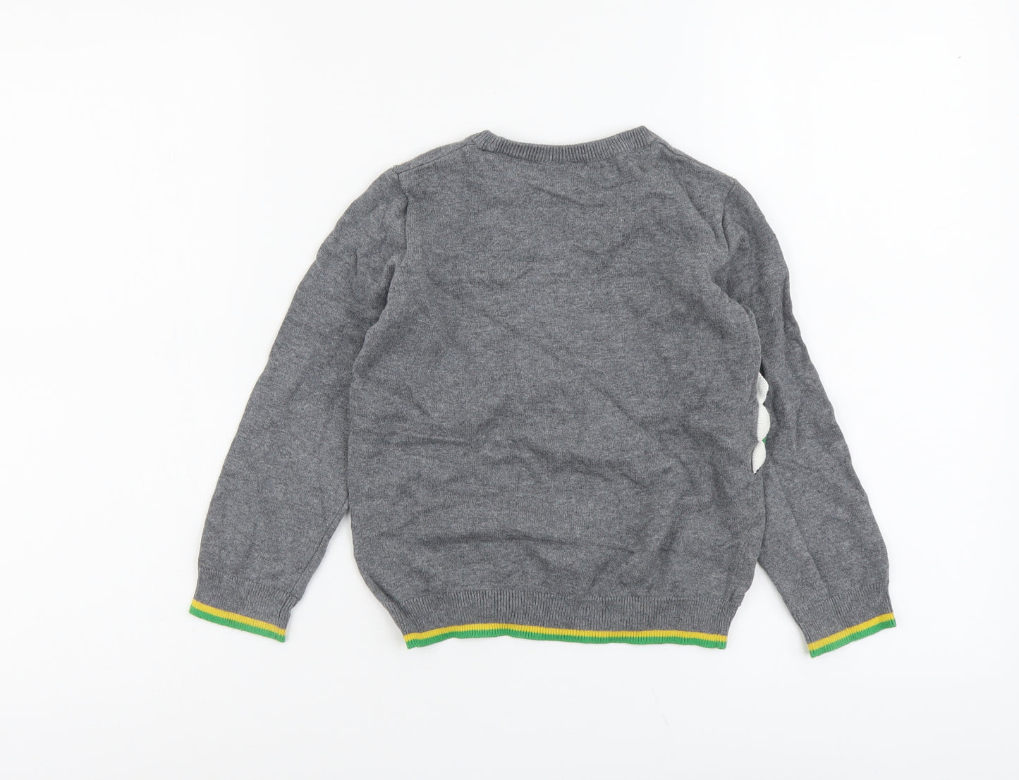 F&F Boys Grey Round Neck Cotton Pullover Jumper Size 5-6 Years Pullover - Crockodile