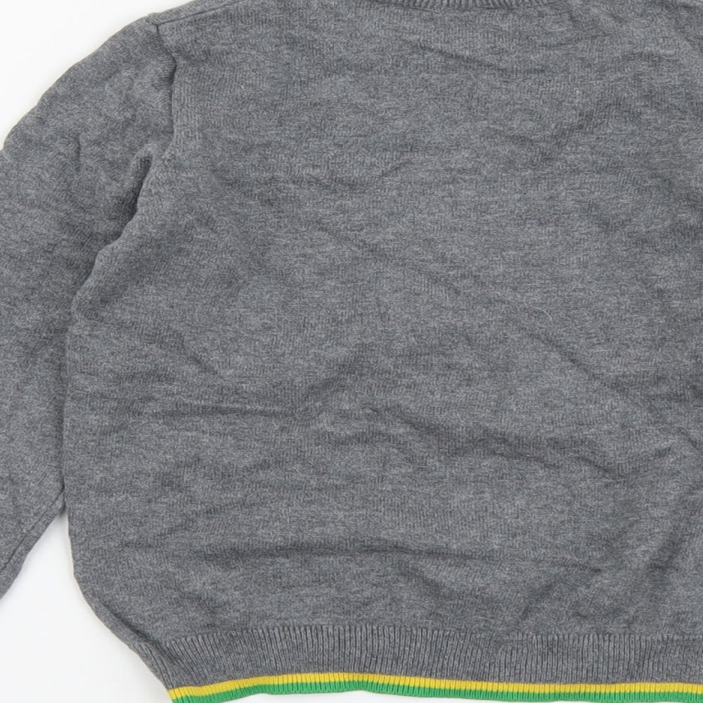 F&F Boys Grey Round Neck Cotton Pullover Jumper Size 5-6 Years Pullover - Crockodile