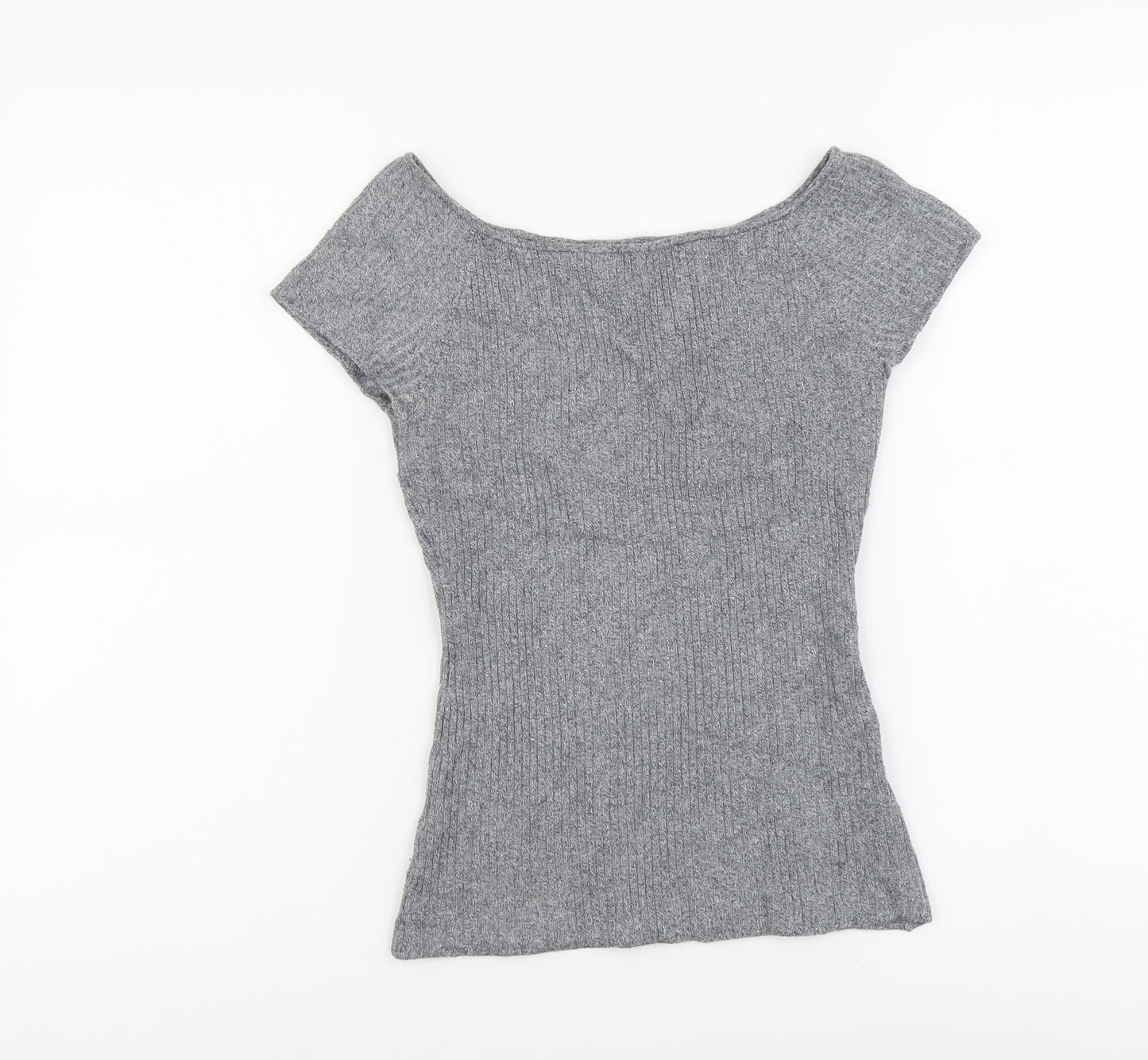 H&M Womens Grey Viscose Basic T-Shirt Size S Round Neck