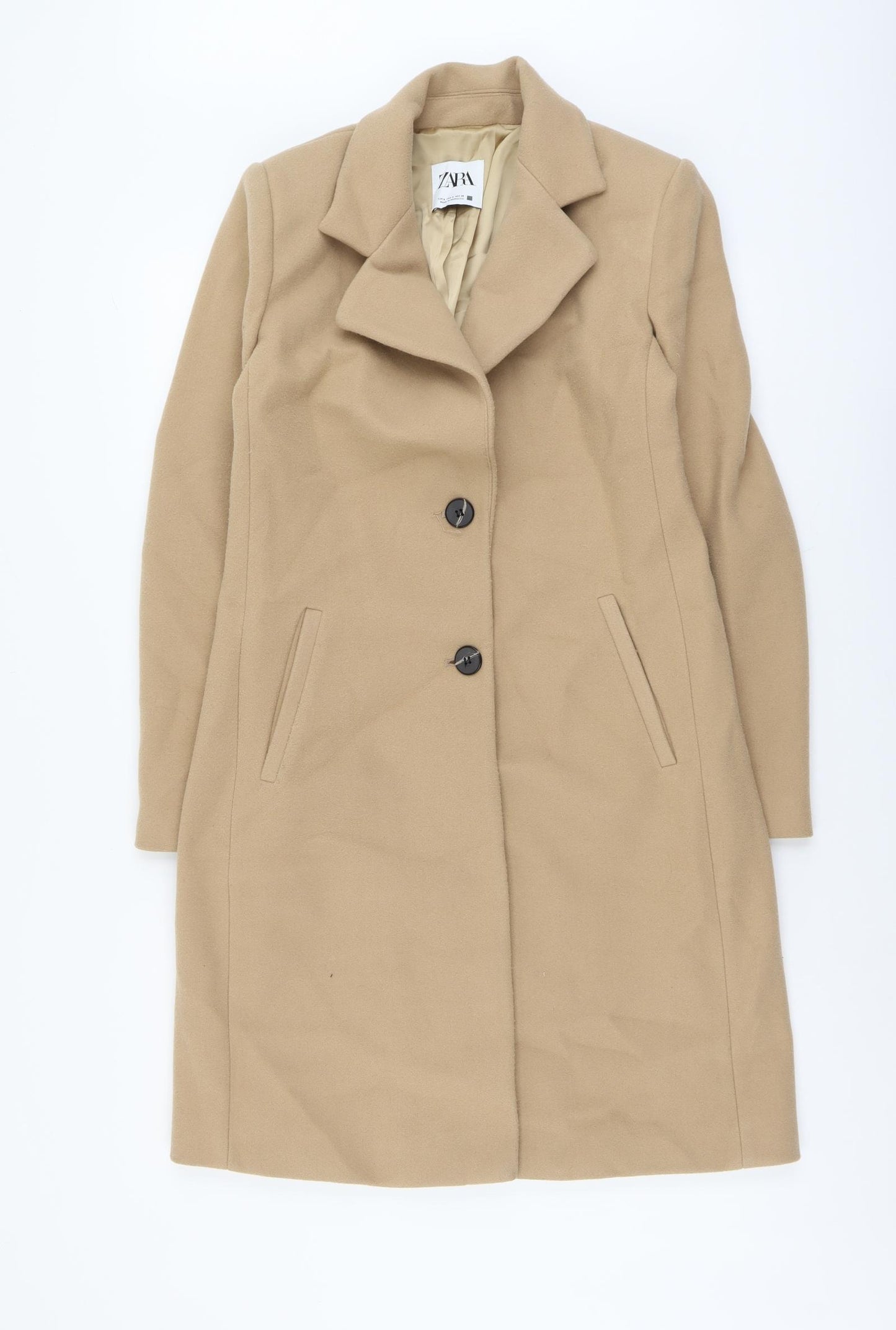 Zara Womens Beige Trench Coat Coat Size S Button