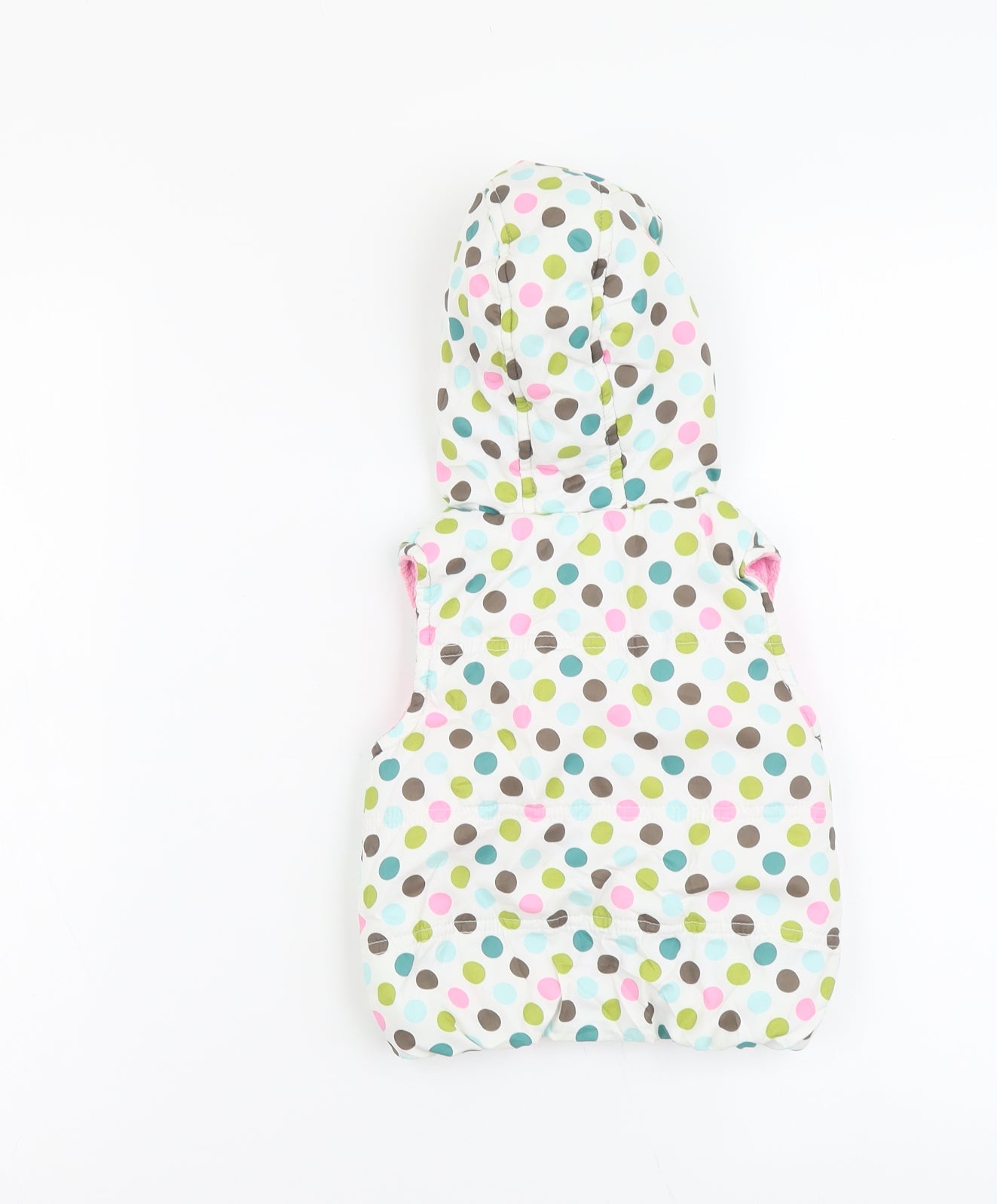 TU Girls Multicoloured Polka Dot Gilet Jacket Size 6-9 Months Zip