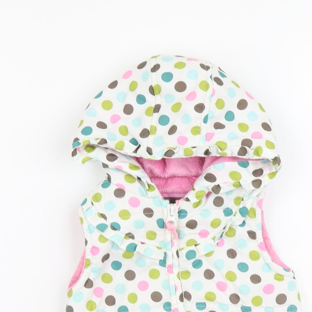 TU Girls Multicoloured Polka Dot Gilet Jacket Size 6-9 Months Zip