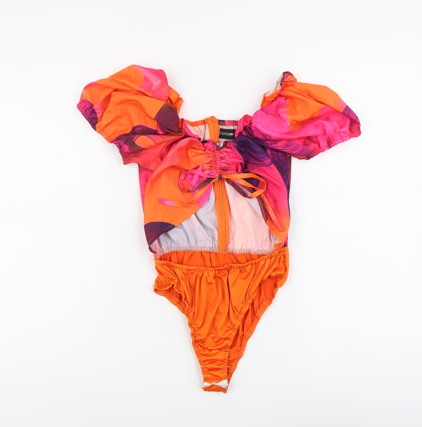 PRETTYLITTLETHING Womens Multicoloured Polyester Bodysuit One-Piece Size 12 Snap