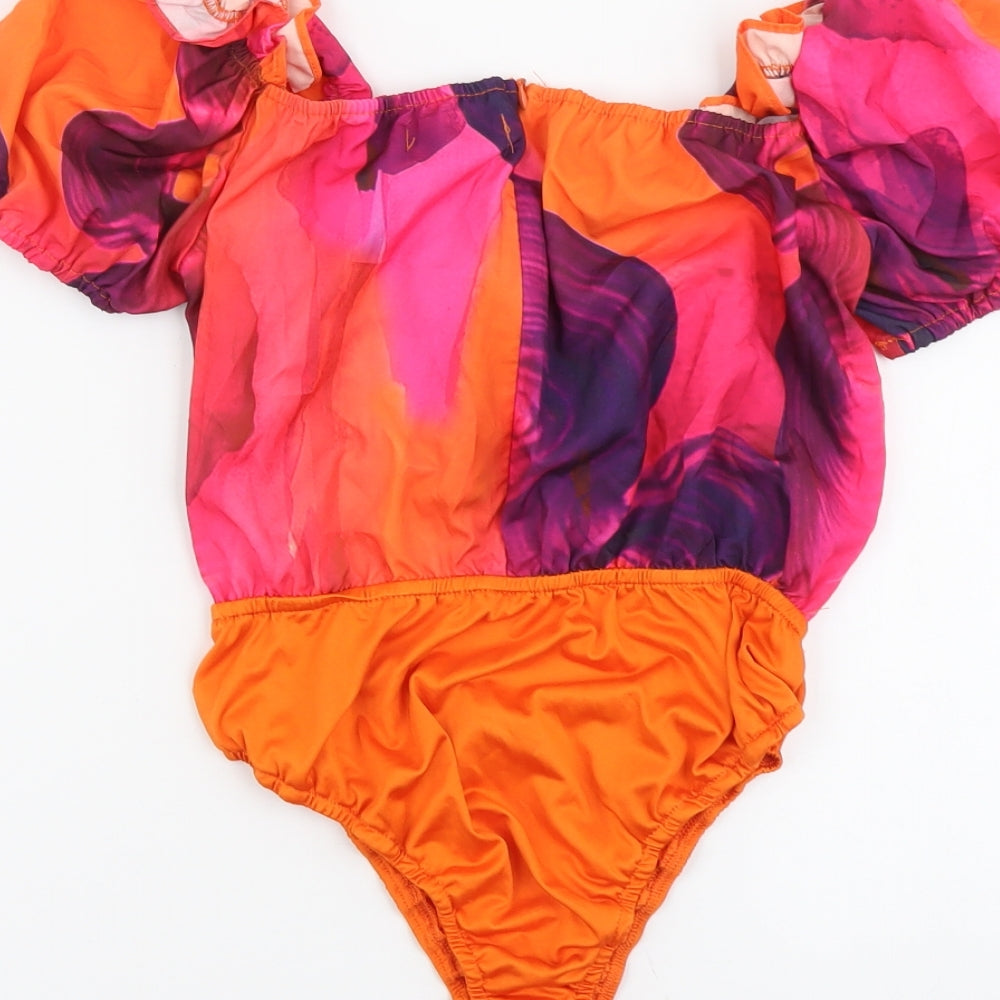 PRETTYLITTLETHING Womens Multicoloured Polyester Bodysuit One-Piece Size 12 Snap