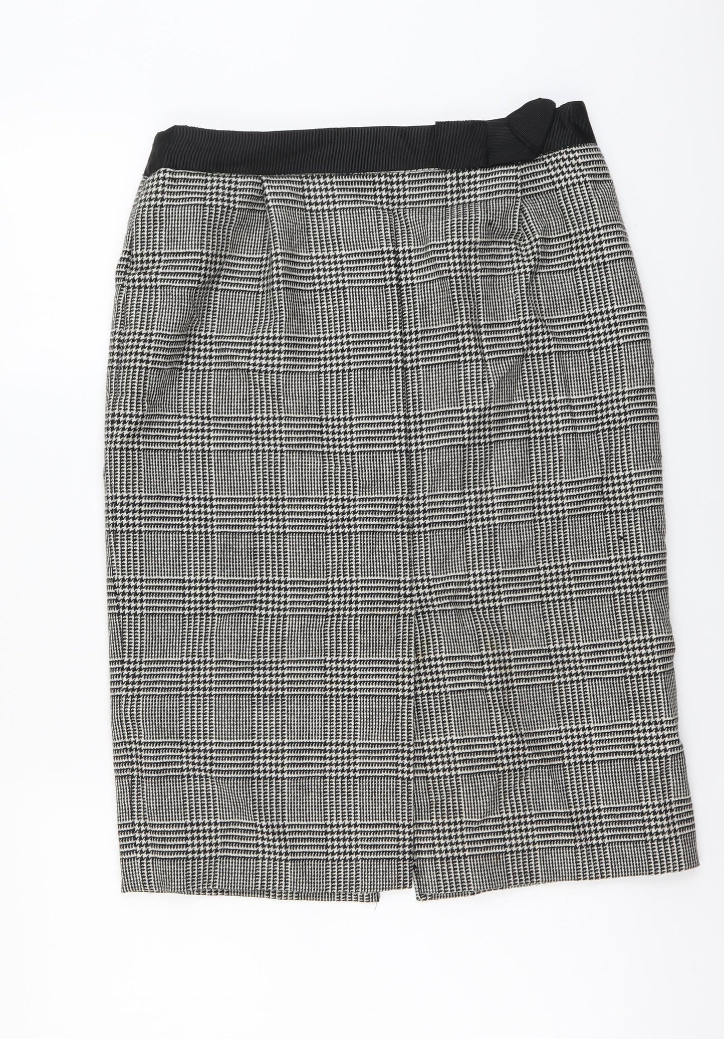 Coast Womens Black Plaid Wool Straight & Pencil Skirt Size 12 Zip