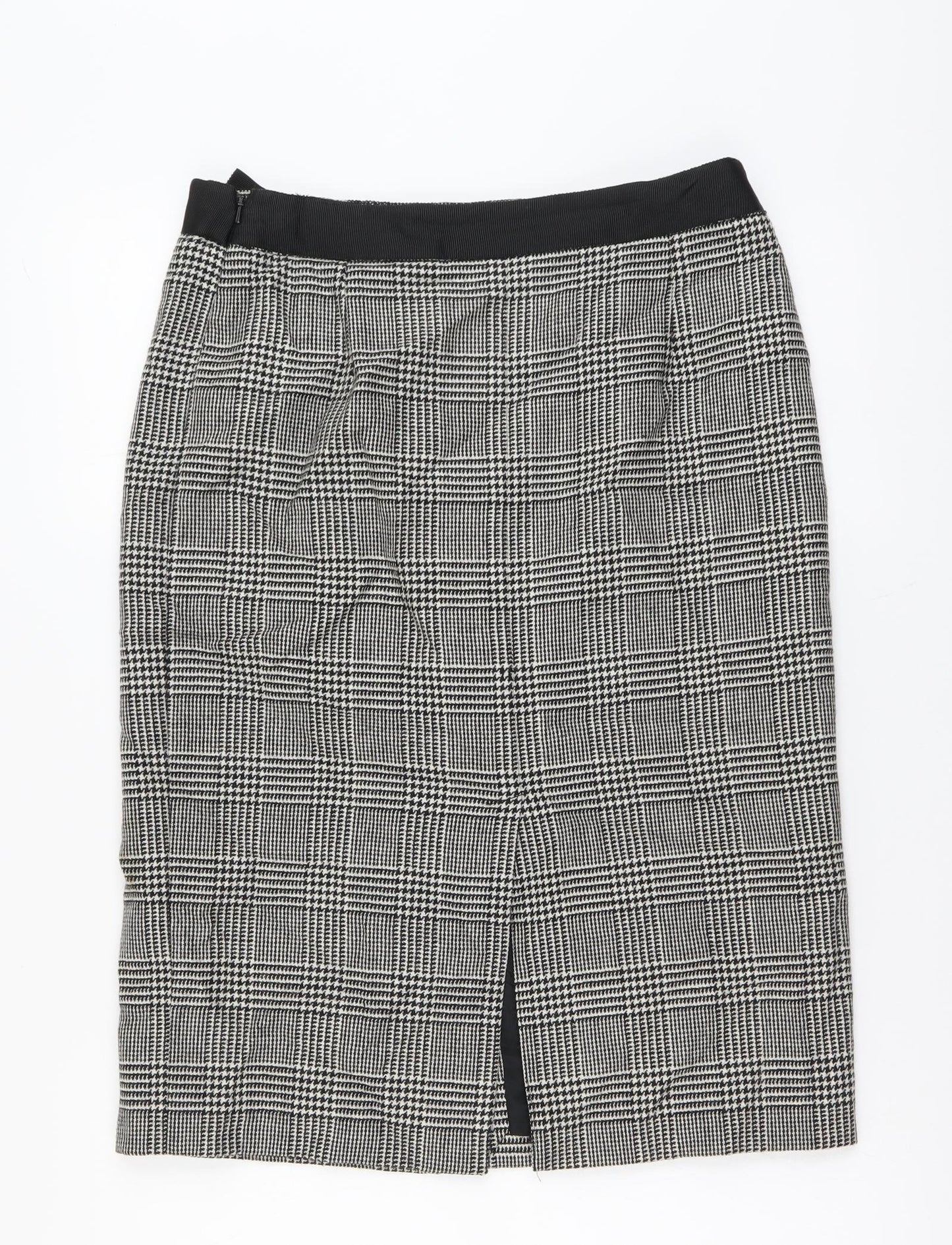 Coast Womens Black Plaid Wool Straight & Pencil Skirt Size 12 Zip