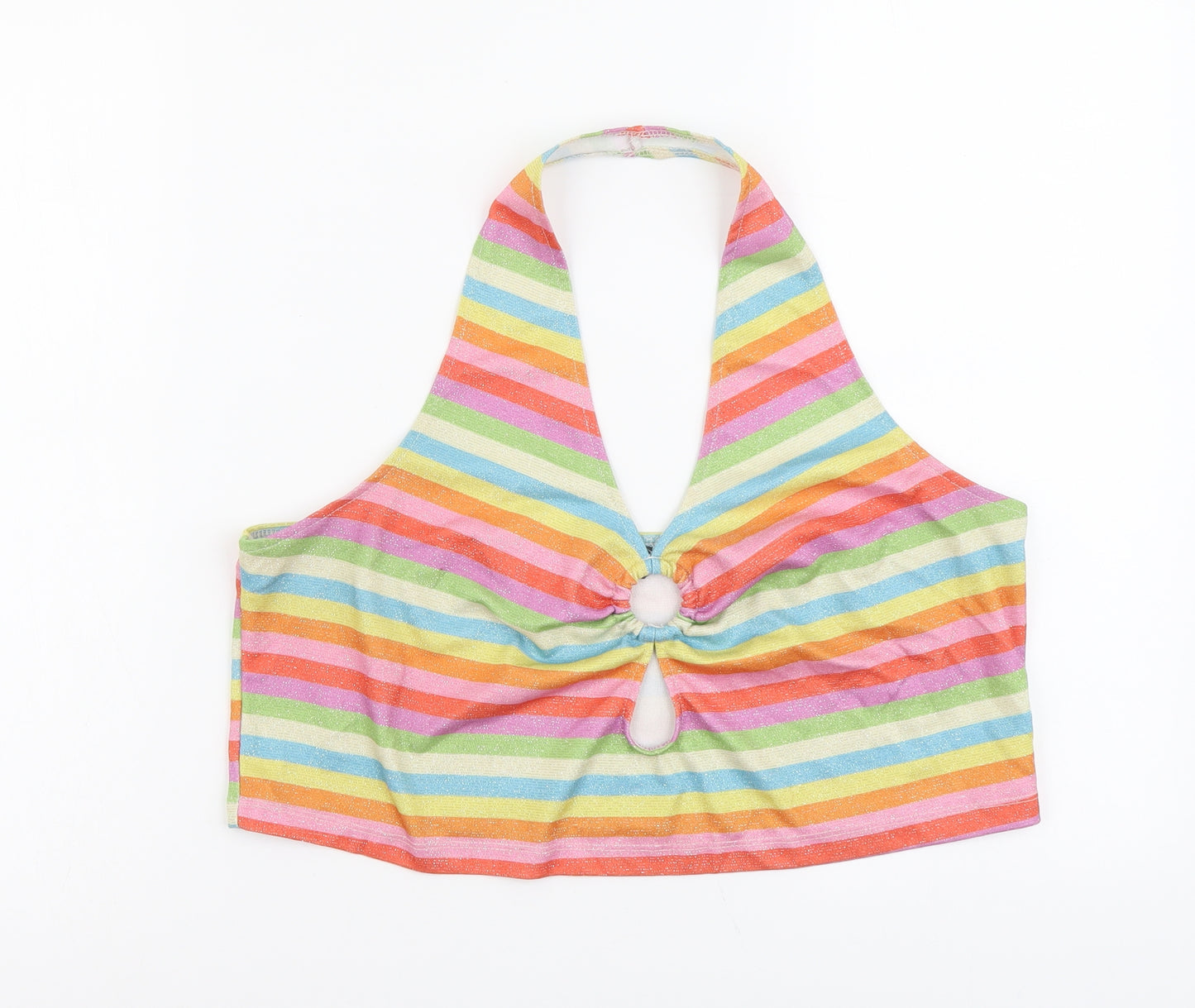Primark Womens Multicoloured Striped Polyester Cropped Tank Size XL Halter