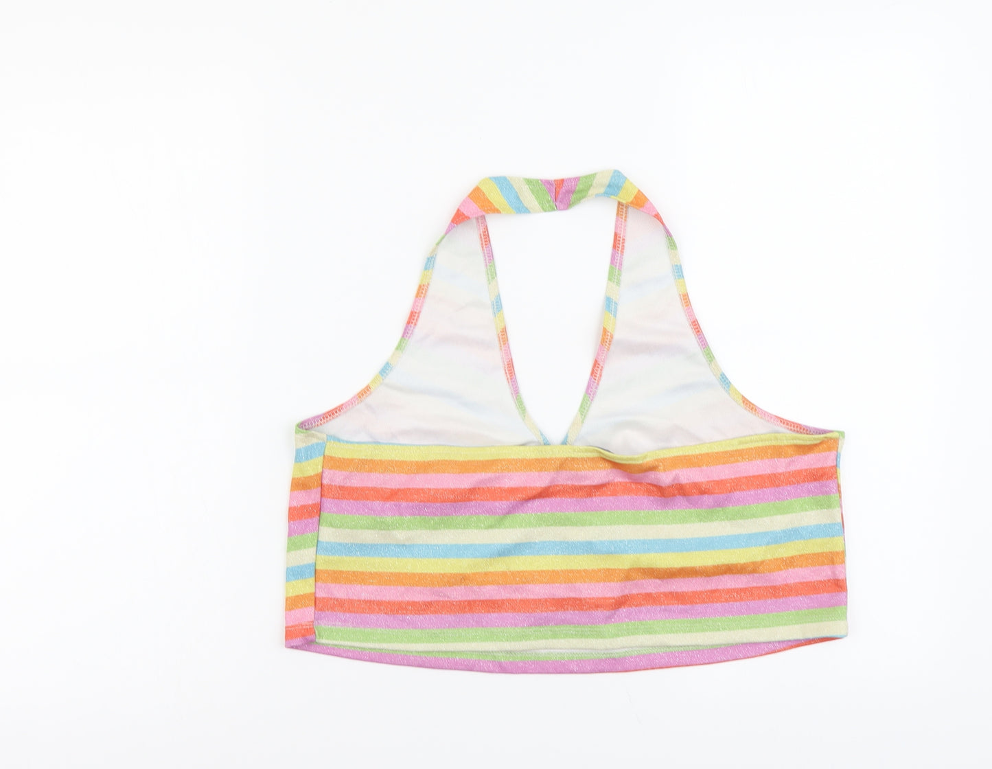 Primark Womens Multicoloured Striped Polyester Cropped Tank Size XL Halter