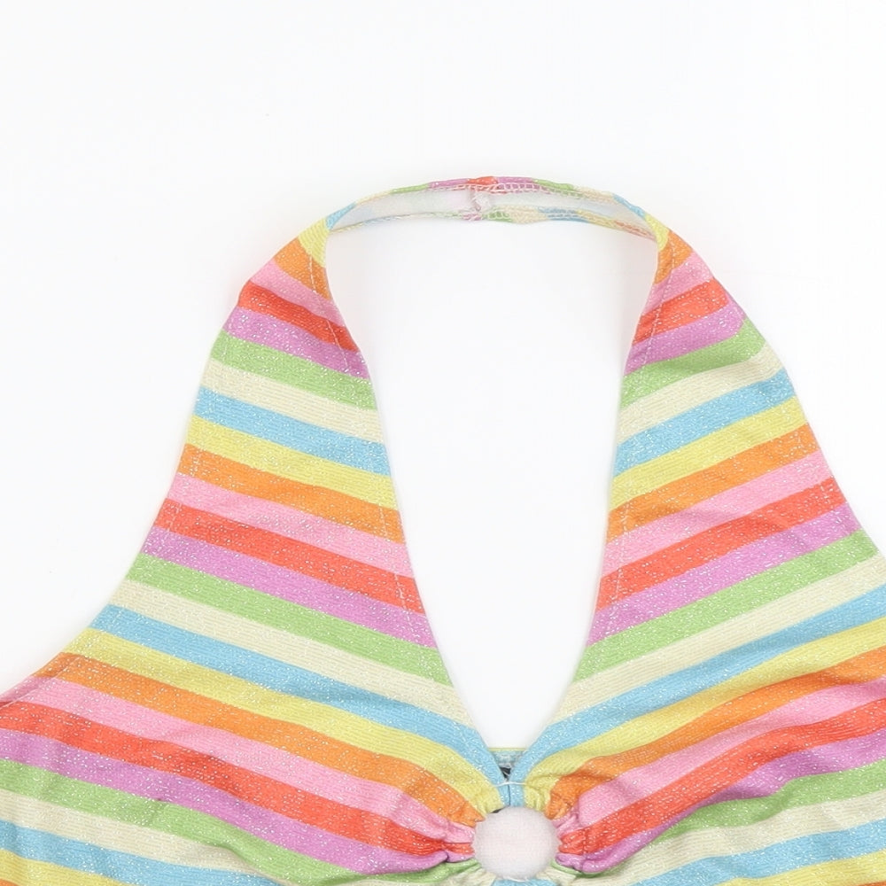 Primark Womens Multicoloured Striped Polyester Cropped Tank Size XL Halter