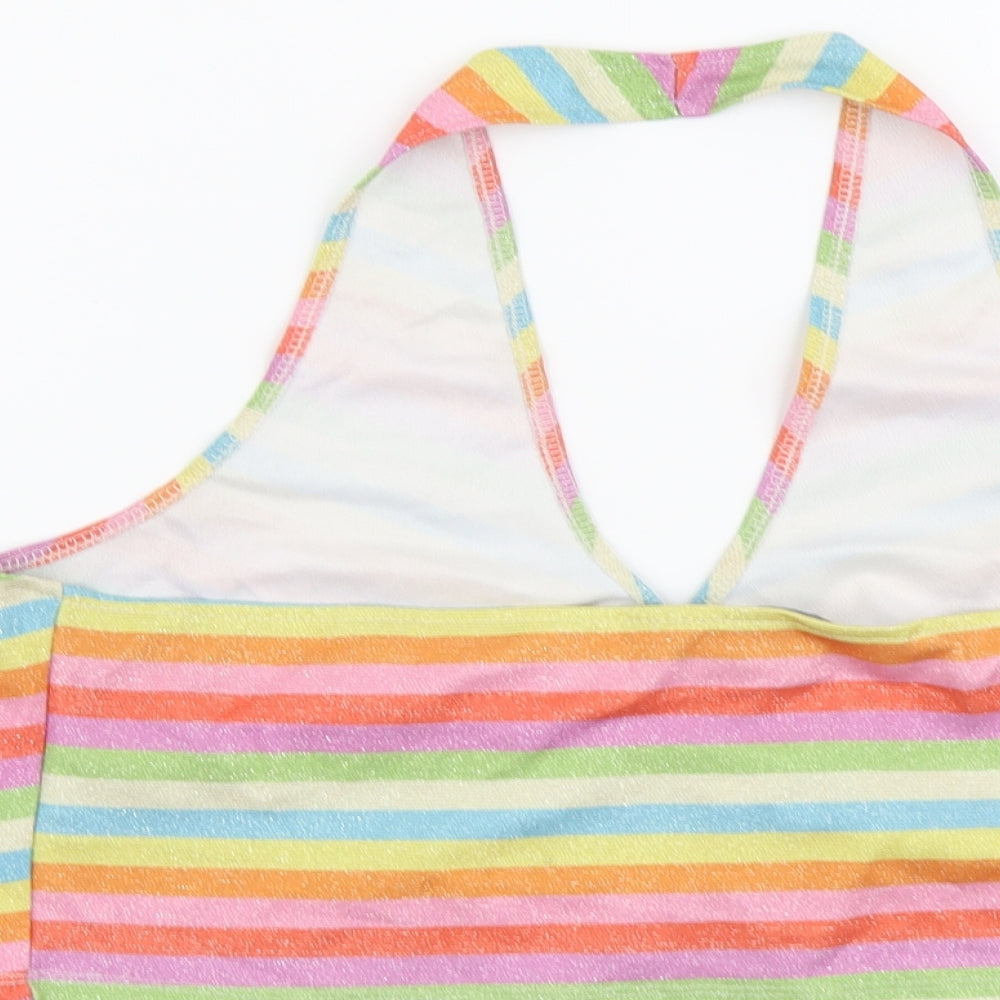 Primark Womens Multicoloured Striped Polyester Cropped Tank Size XL Halter
