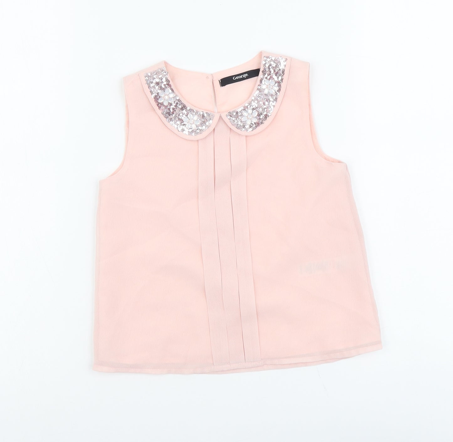 George Girls Pink Polyester Basic Blouse Size 5-6 Years Collared Button