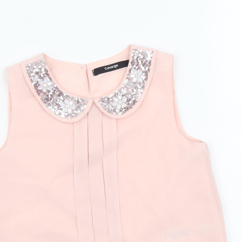 George Girls Pink Polyester Basic Blouse Size 5-6 Years Collared Button