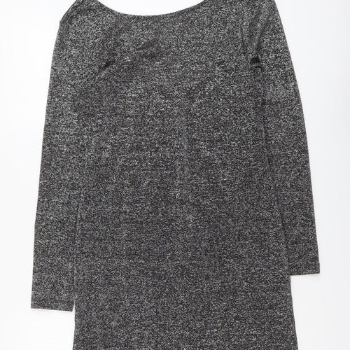 H&M Womens Silver Polyester A-Line Size M Scoop Neck Pullover