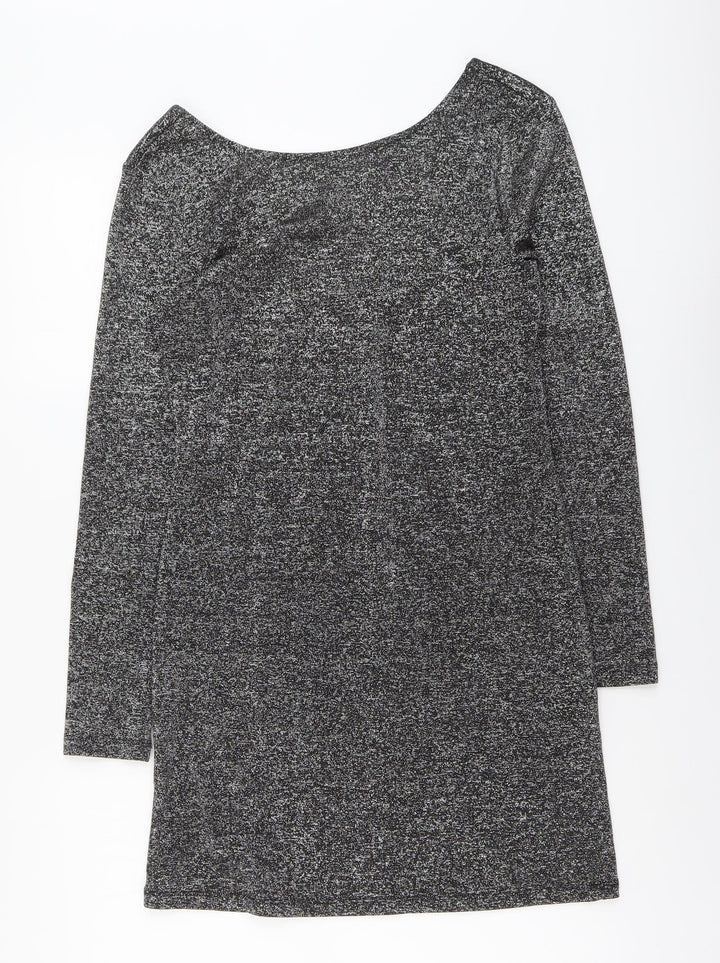 H&M Womens Silver Polyester A-Line Size M Scoop Neck Pullover