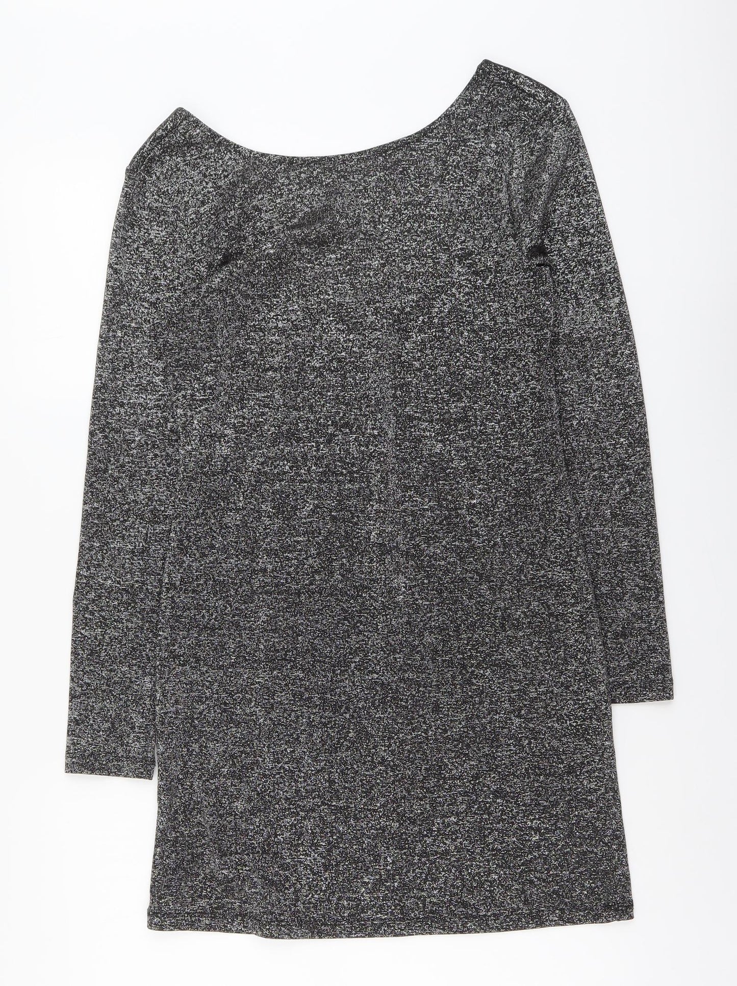 H&M Womens Silver Polyester A-Line Size M Scoop Neck Pullover