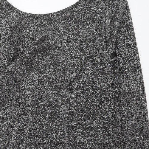 H&M Womens Silver Polyester A-Line Size M Scoop Neck Pullover