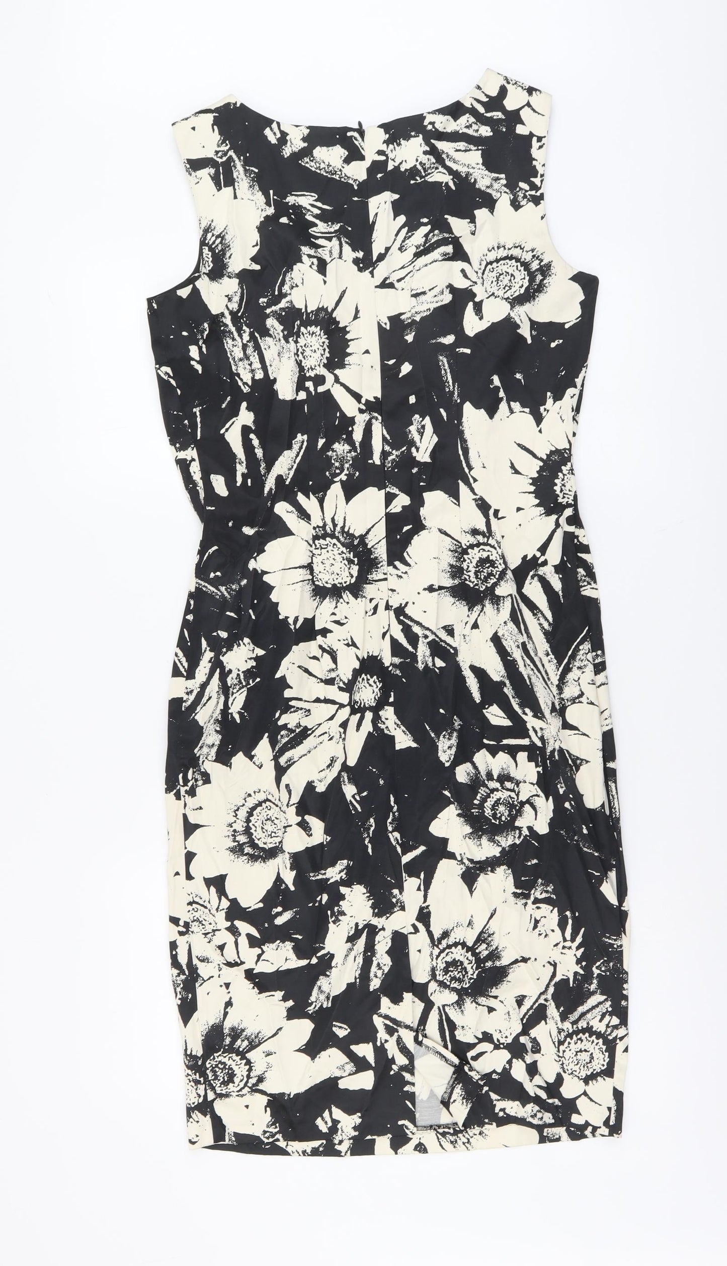 F&F Womens Black Floral Polyester A-Line Size 12 Round Neck Zip