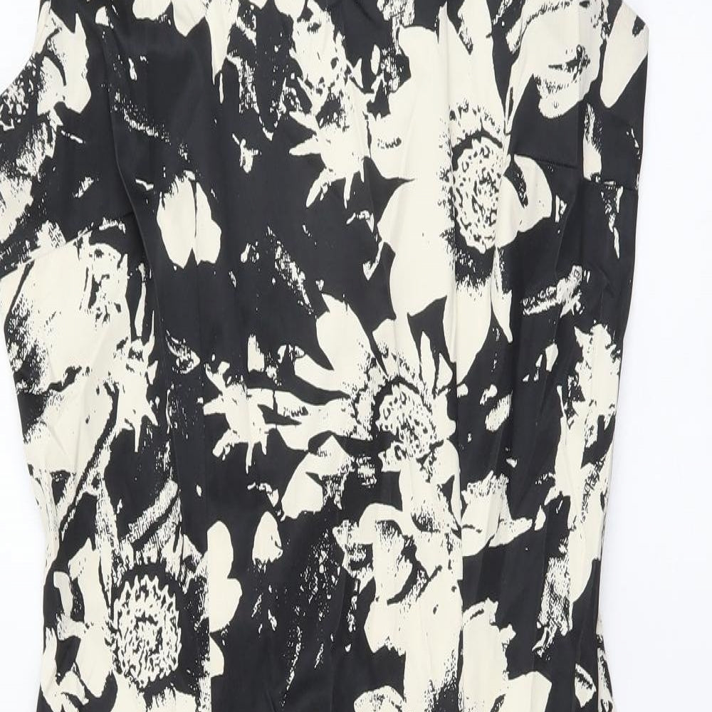 F&F Womens Black Floral Polyester A-Line Size 12 Round Neck Zip