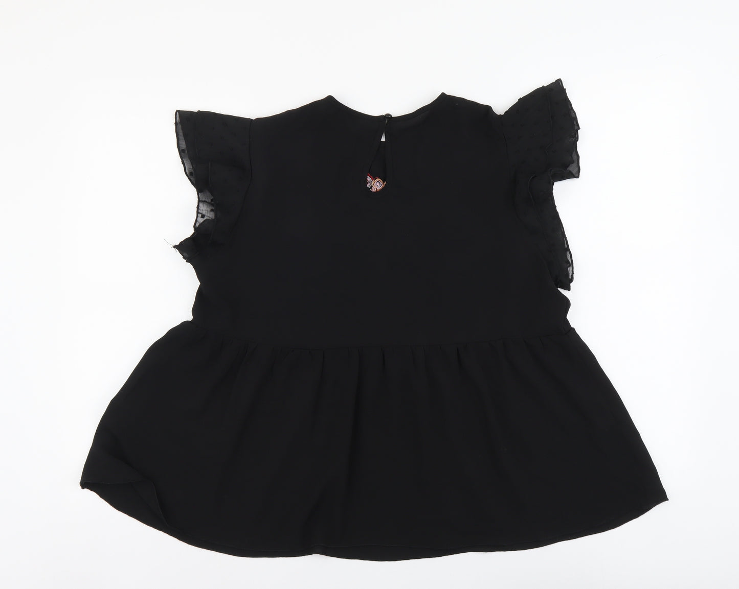 SheIn Womens Black Polyester Basic Blouse Size L Round Neck