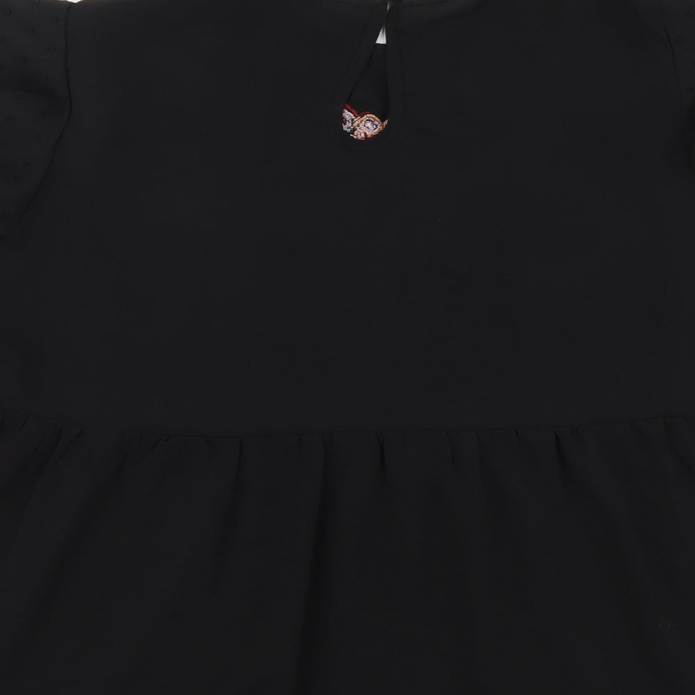 SheIn Womens Black Polyester Basic Blouse Size L Round Neck