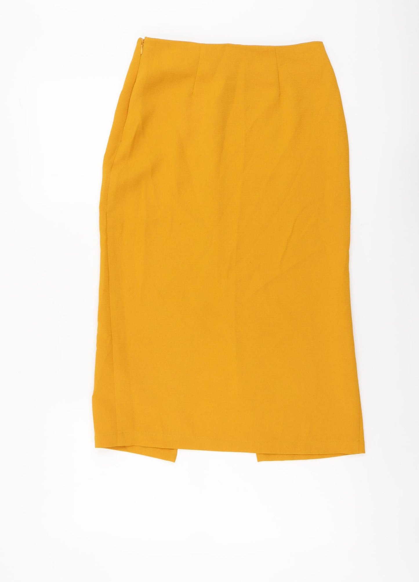 Topshop Womens Yellow Polyester Straight & Pencil Skirt Size 8 Zip