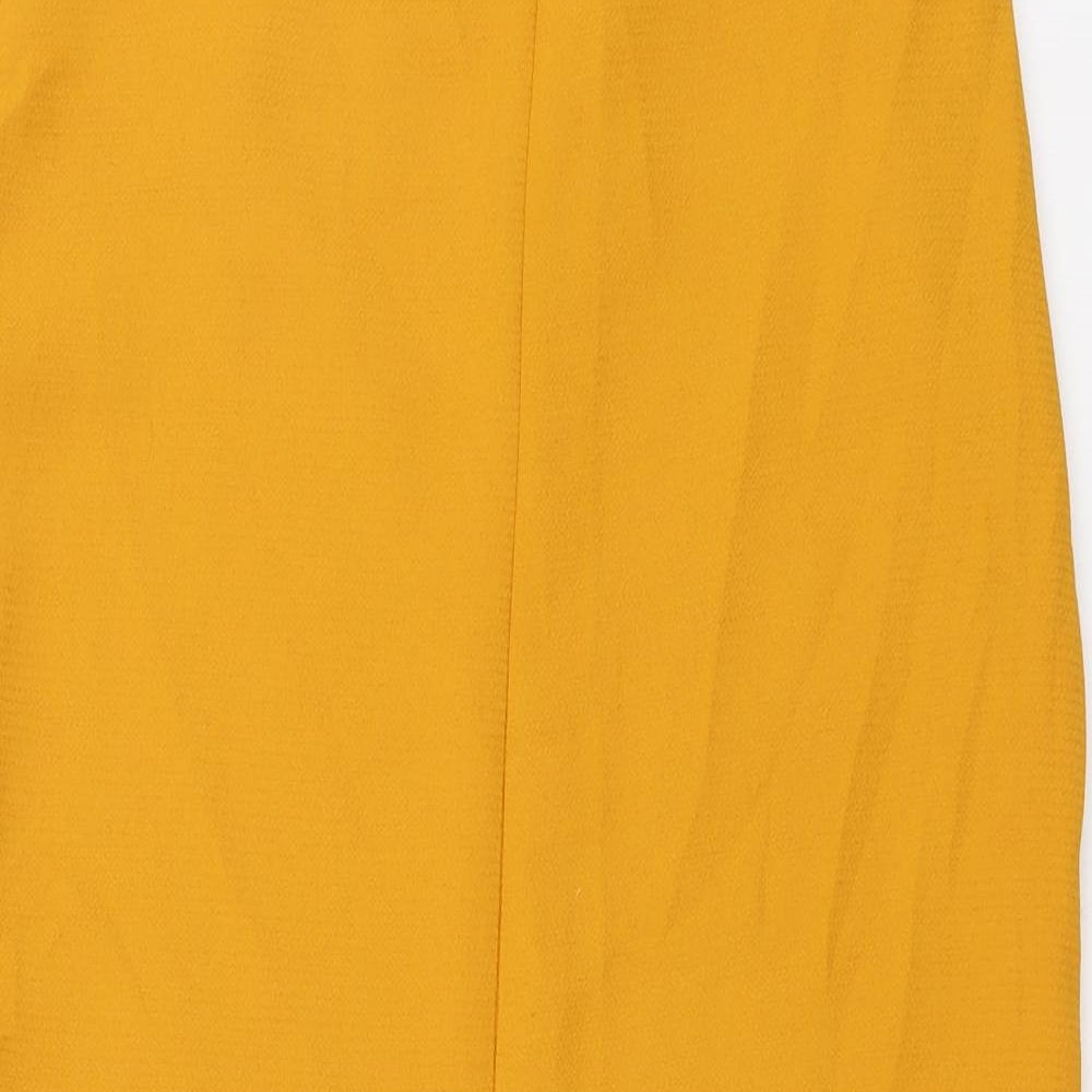 Topshop Womens Yellow Polyester Straight & Pencil Skirt Size 8 Zip