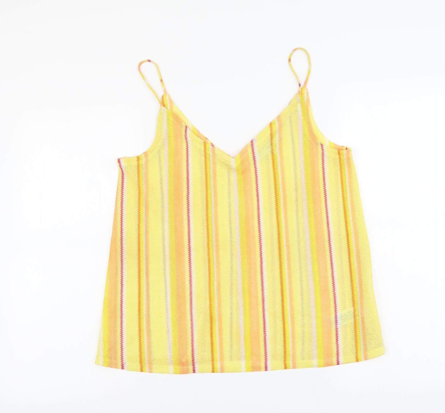 NEXT Womens Yellow Striped Polyester Camisole Tank Size 12 V-Neck