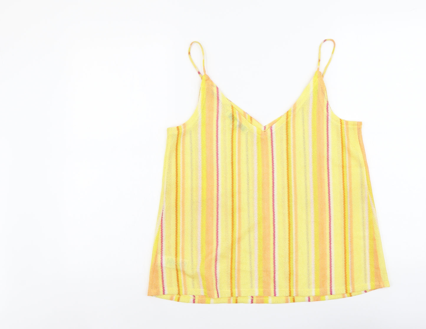NEXT Womens Yellow Striped Polyester Camisole Tank Size 12 V-Neck