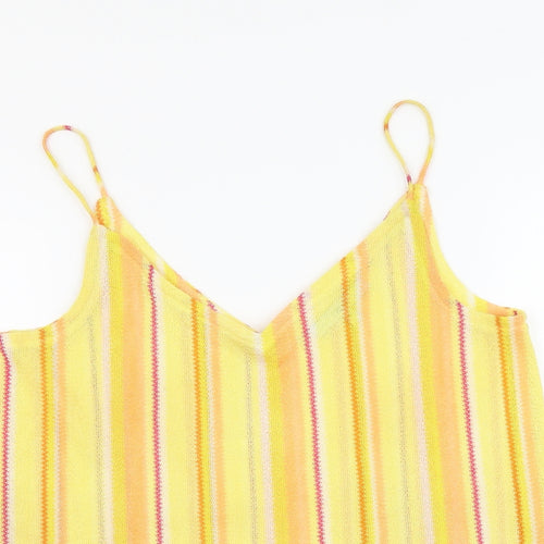 NEXT Womens Yellow Striped Polyester Camisole Tank Size 12 V-Neck