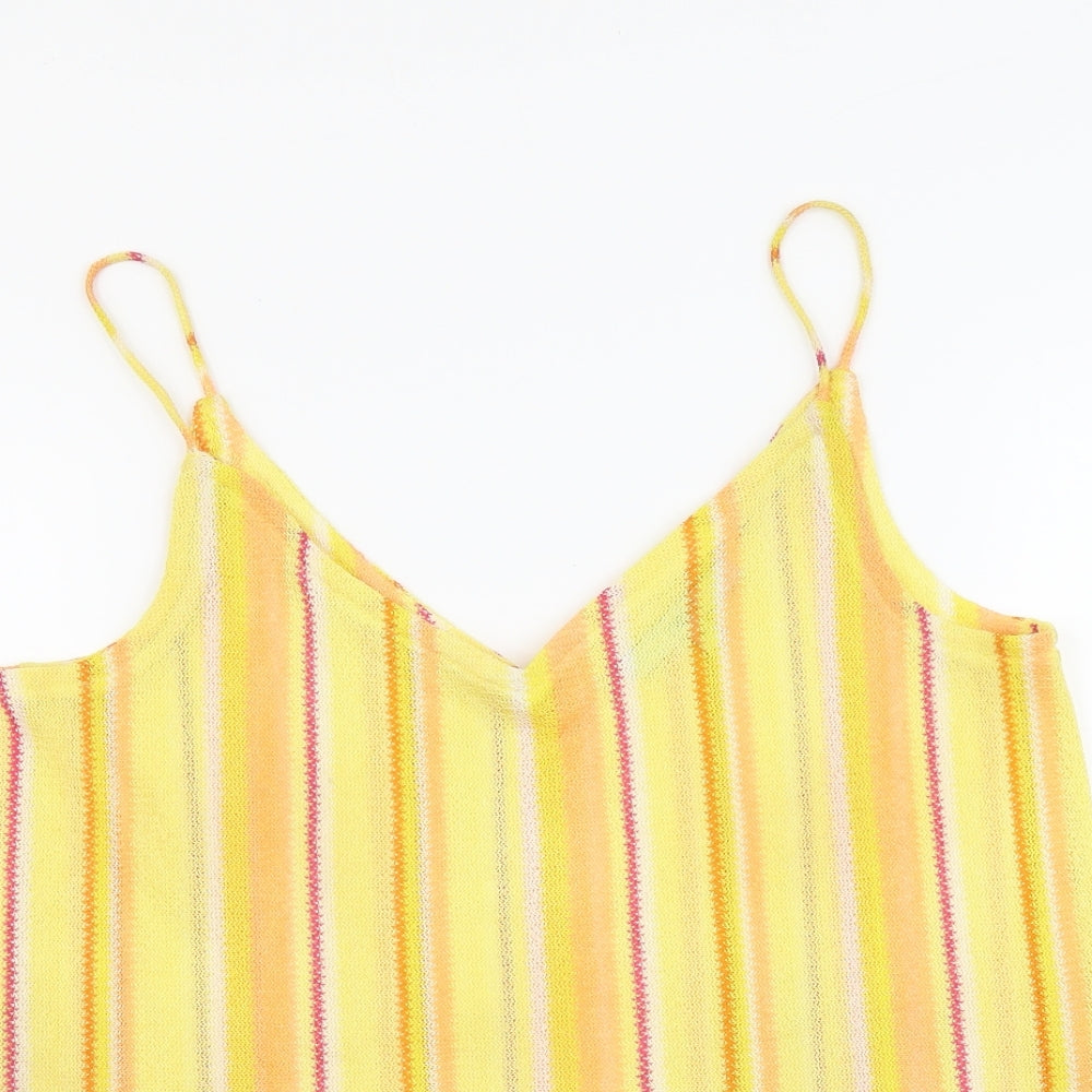 NEXT Womens Yellow Striped Polyester Camisole Tank Size 12 V-Neck