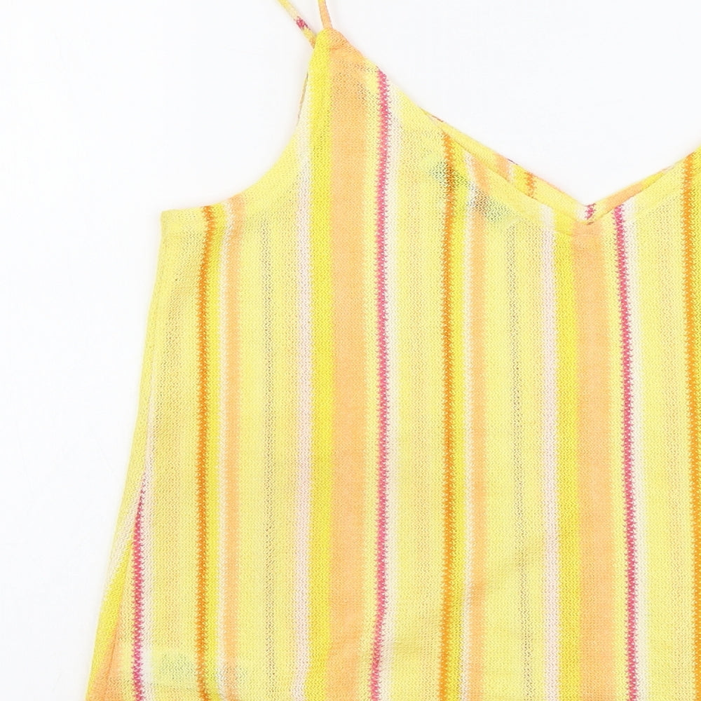 NEXT Womens Yellow Striped Polyester Camisole Tank Size 12 V-Neck