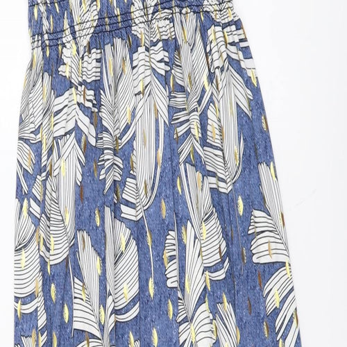 Leana Mode Womens Blue Floral Polyester Maxi Size S V-Neck Pullover