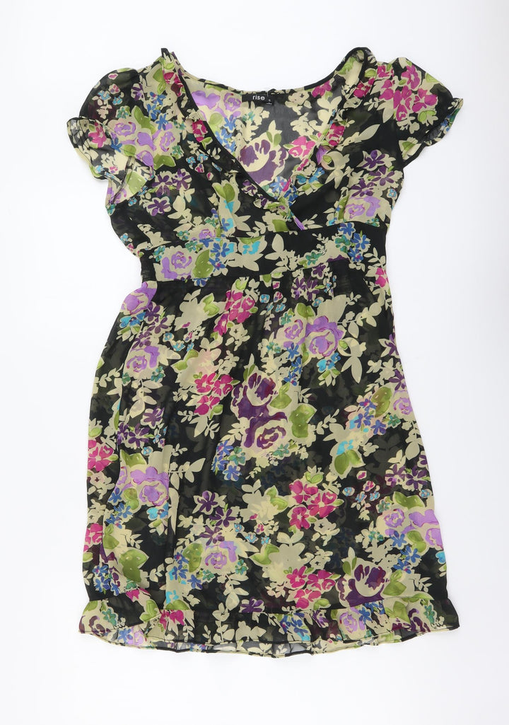 RISE Womens Multicoloured Floral Polyester Ball Gown Size 12 V-Neck Pullover