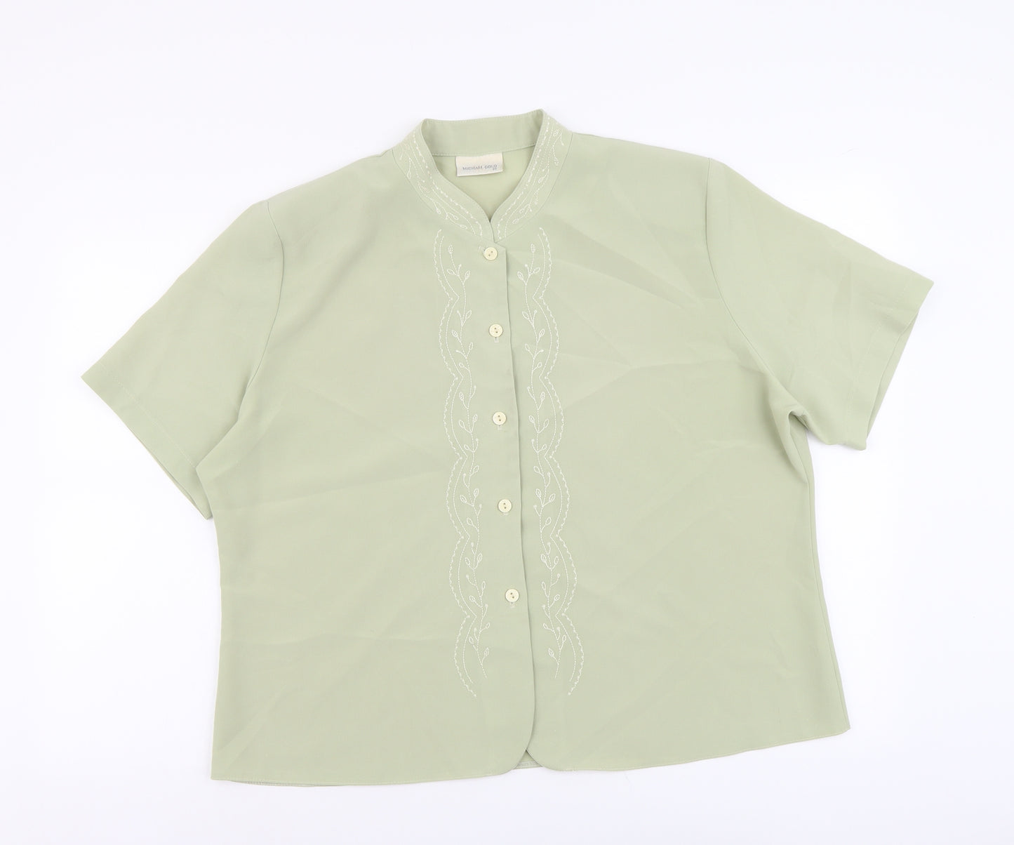 Michael Gold Womens Green Polyester Basic Blouse Size 20 Round Neck
