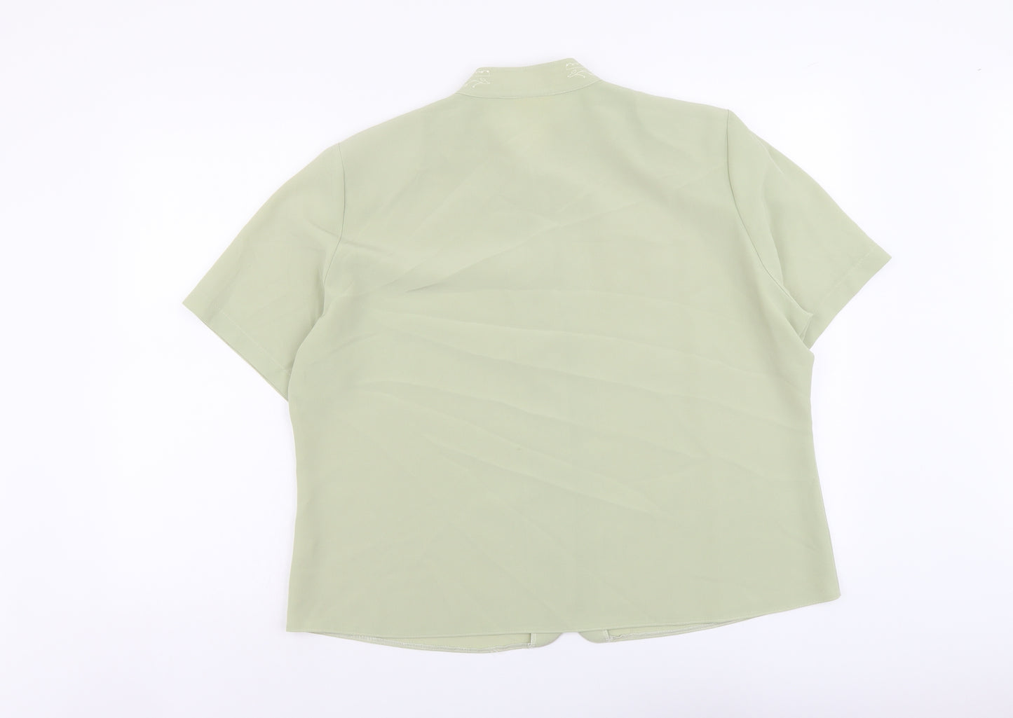 Michael Gold Womens Green Polyester Basic Blouse Size 20 Round Neck