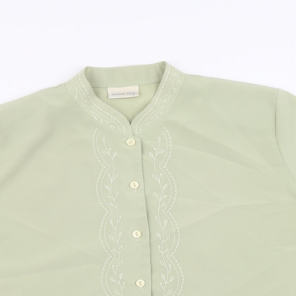 Michael Gold Womens Green Polyester Basic Blouse Size 20 Round Neck