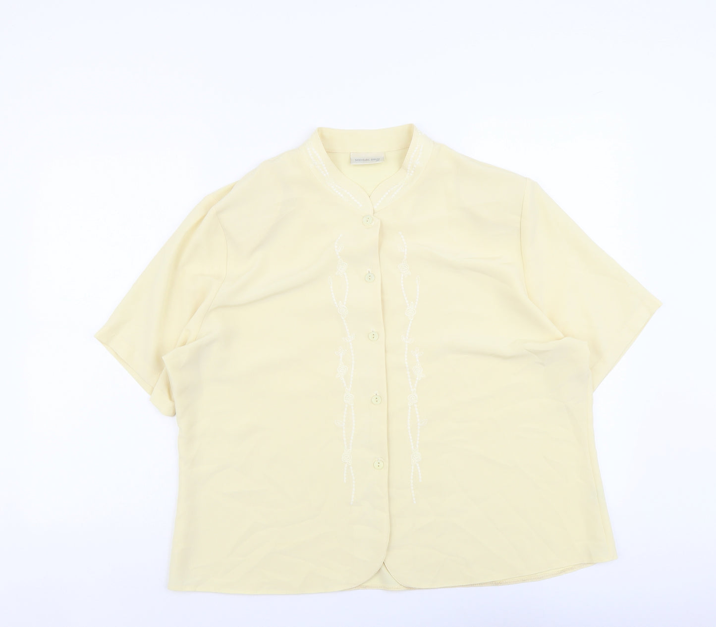 Michael Gold Womens Yellow Polyester Basic Blouse Size 20 Round Neck