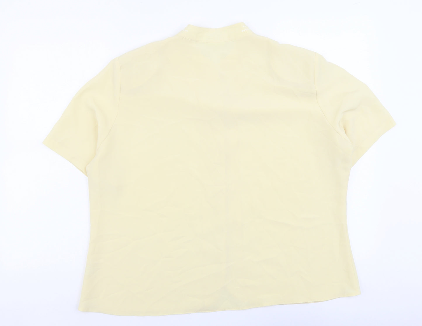 Michael Gold Womens Yellow Polyester Basic Blouse Size 20 Round Neck