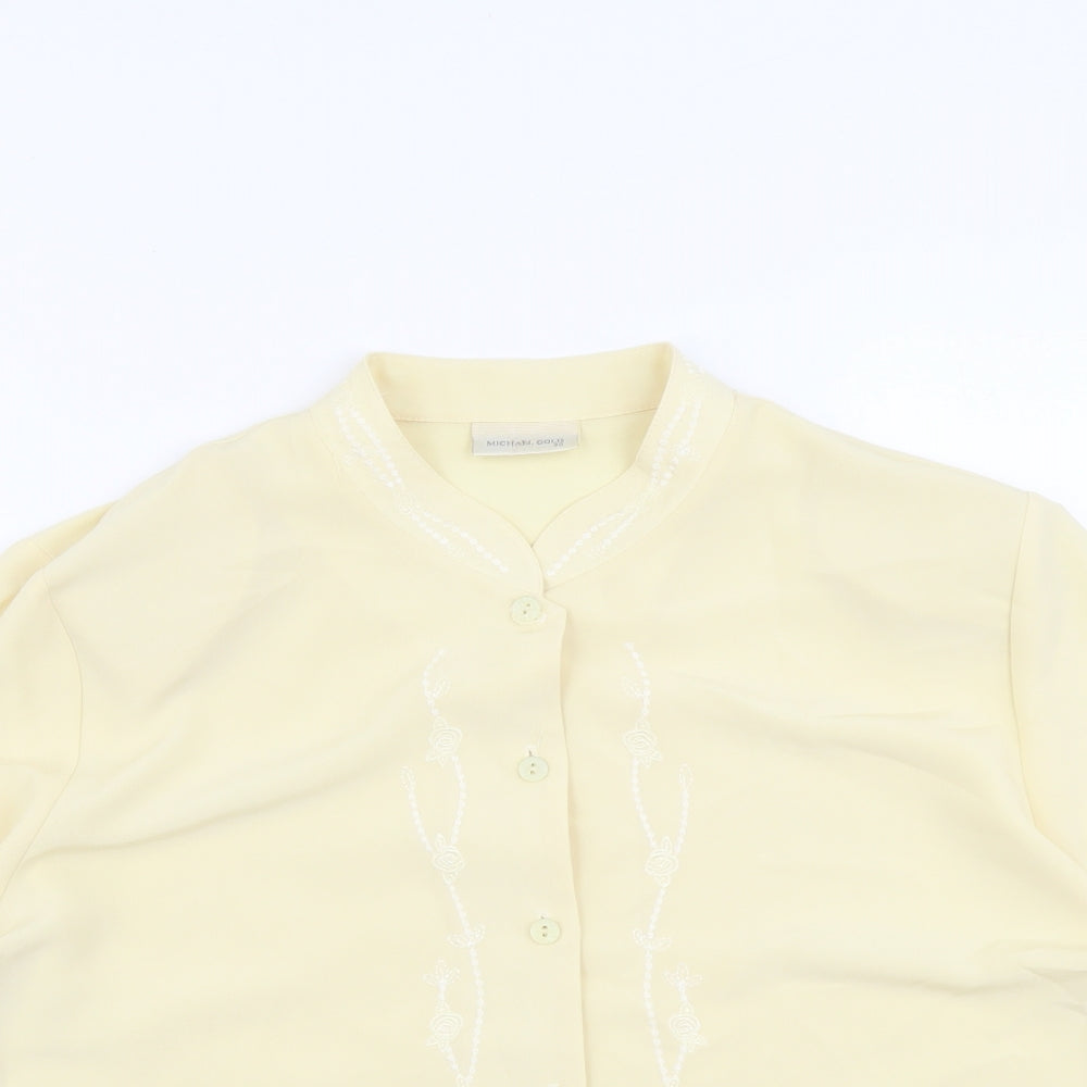 Michael Gold Womens Yellow Polyester Basic Blouse Size 20 Round Neck