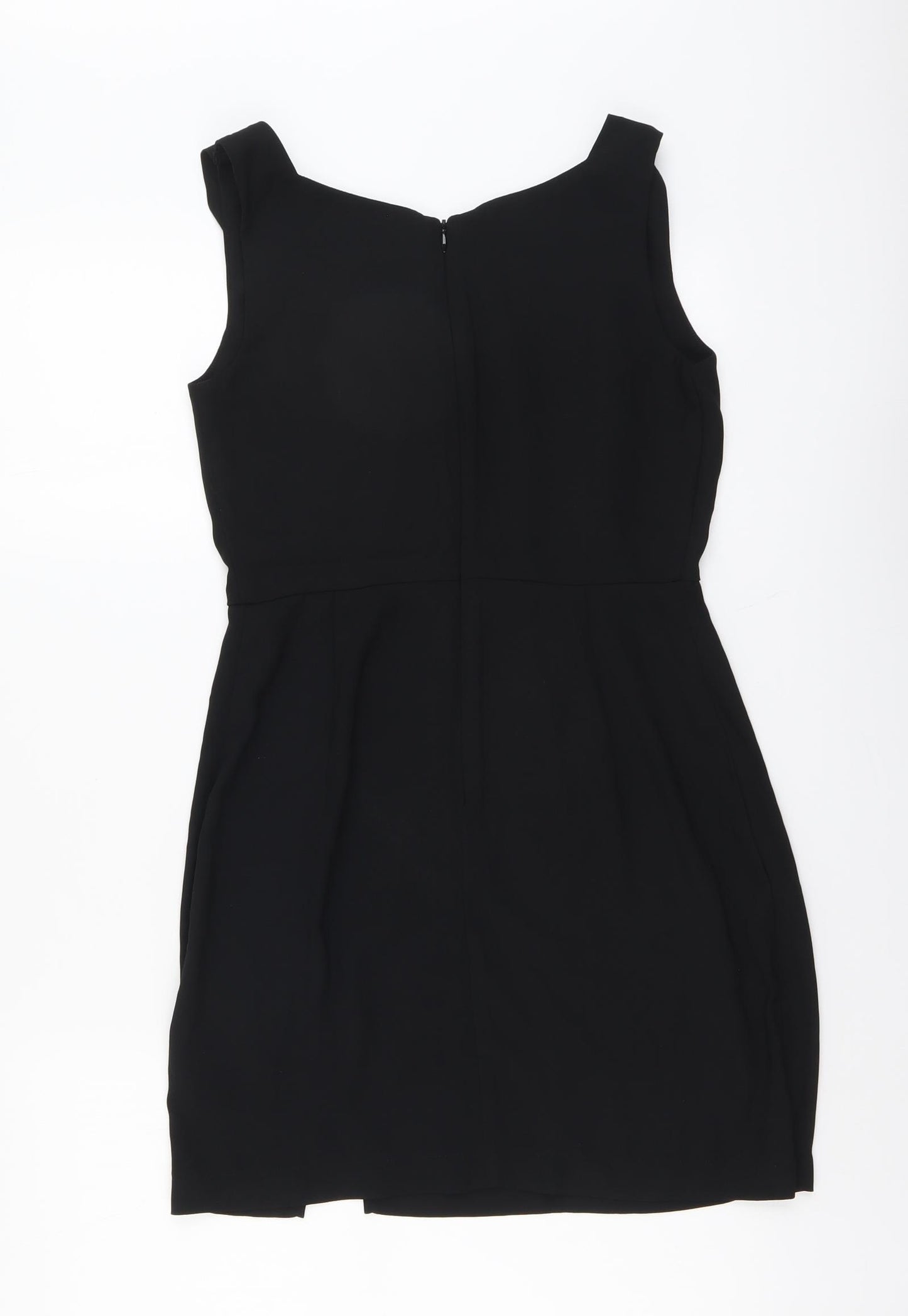 Lola Skye Womens Black Polyester A-Line Size 8 Scoop Neck Zip