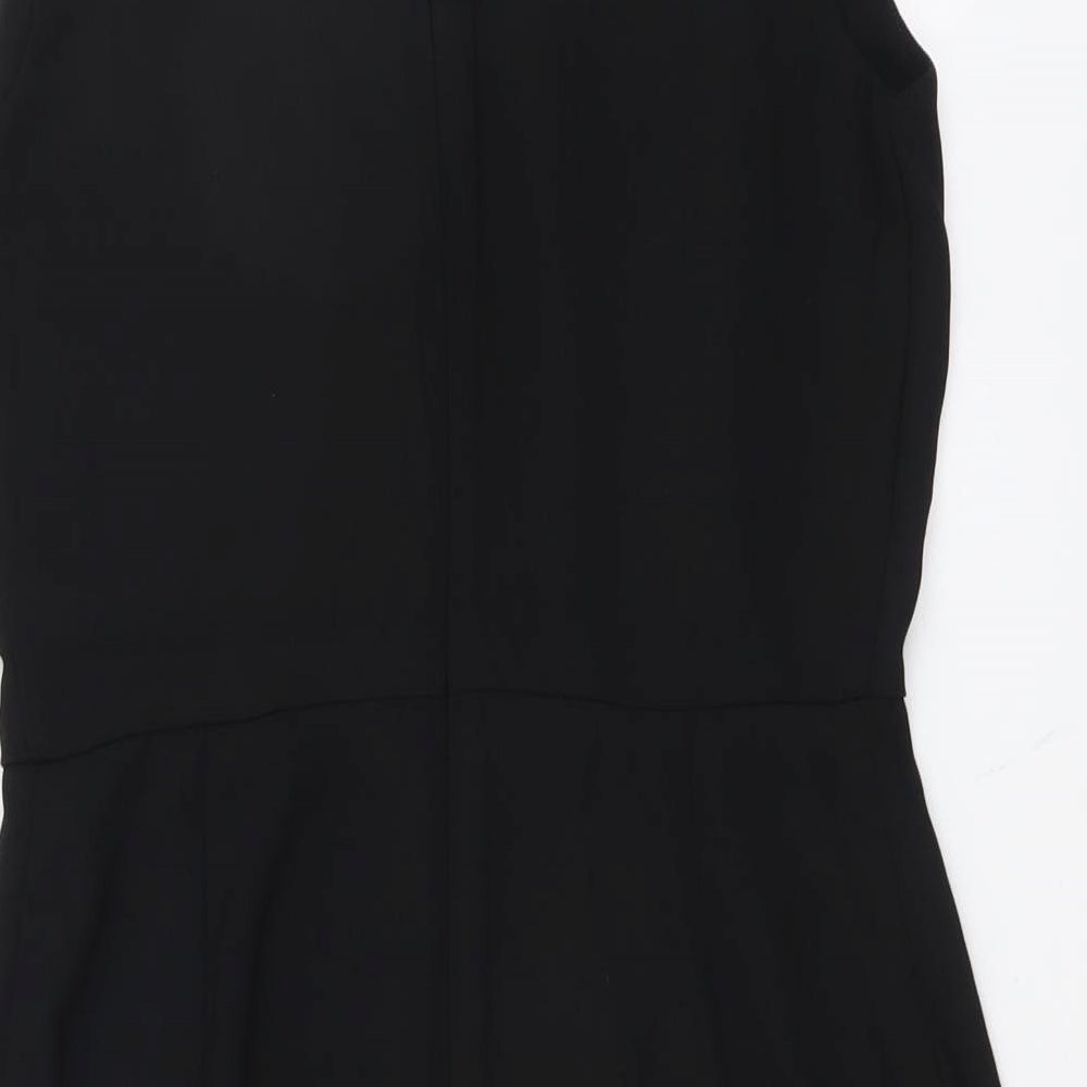 Lola Skye Womens Black Polyester A-Line Size 8 Scoop Neck Zip